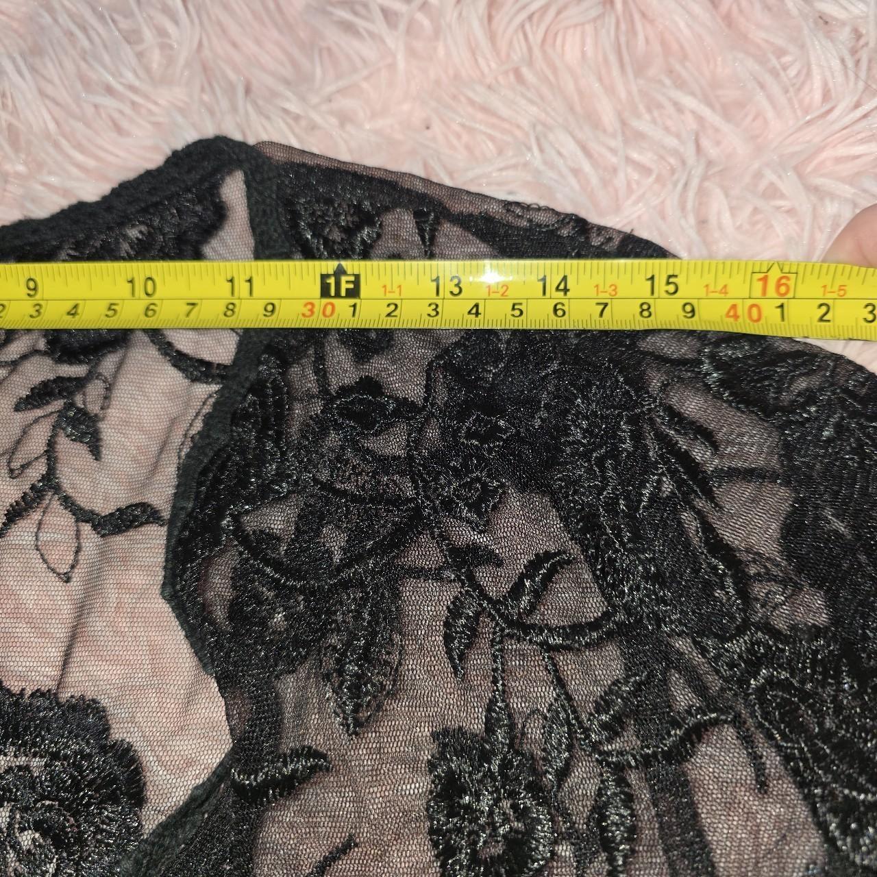 Sheer Lace Tie Front Top Black Y2K XS/S Le Chateau