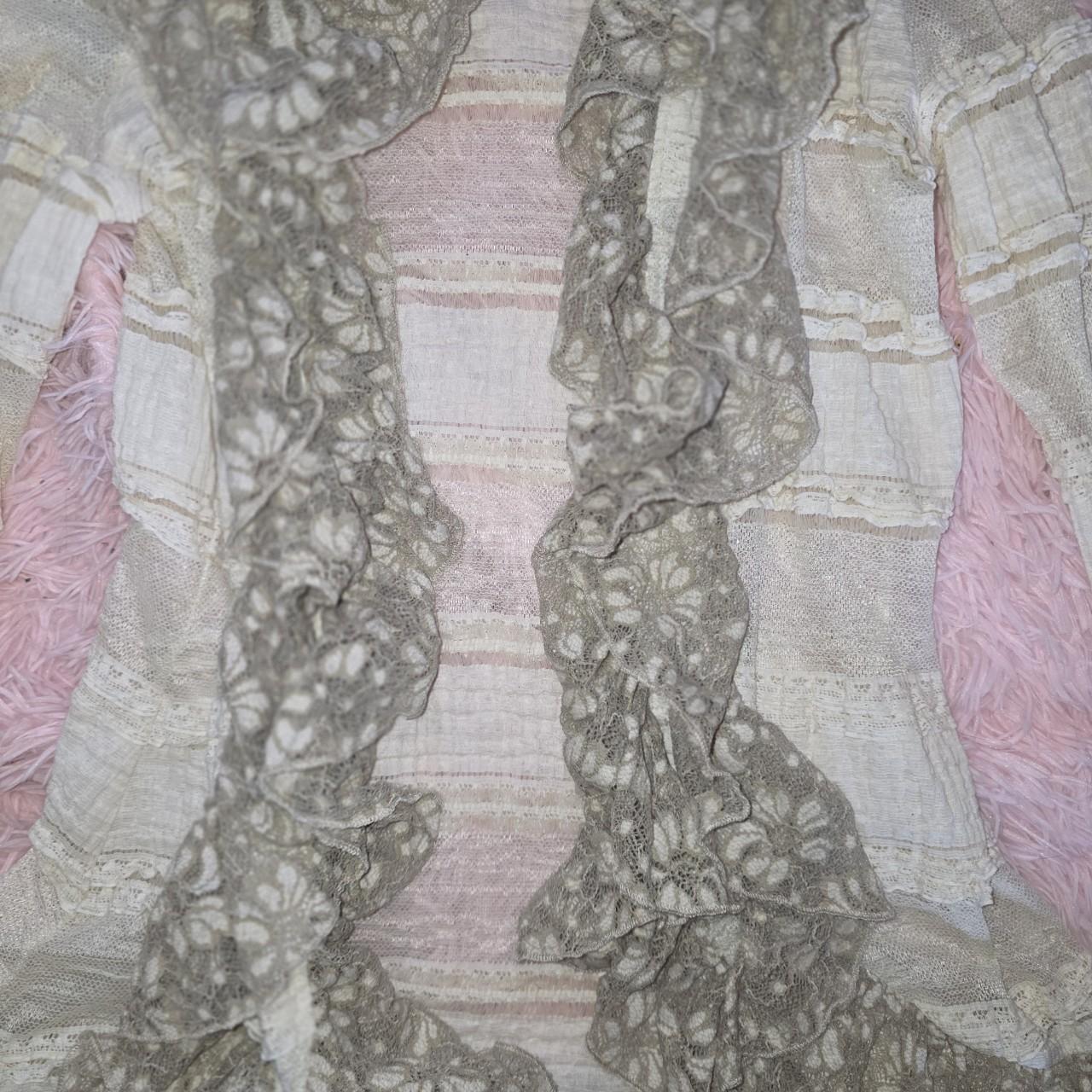 Ryu Lace Ruffle Cardigan Size Medium Cream Fairy Boho