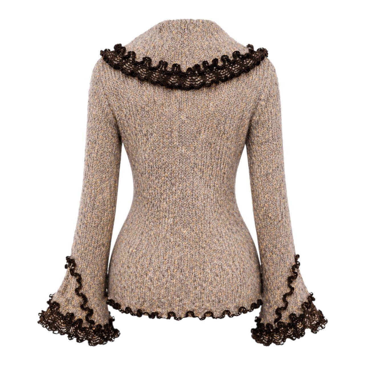 Lace Tie Front Sweater Cardigan Vintage Y2K Size S M | Made in Frpance