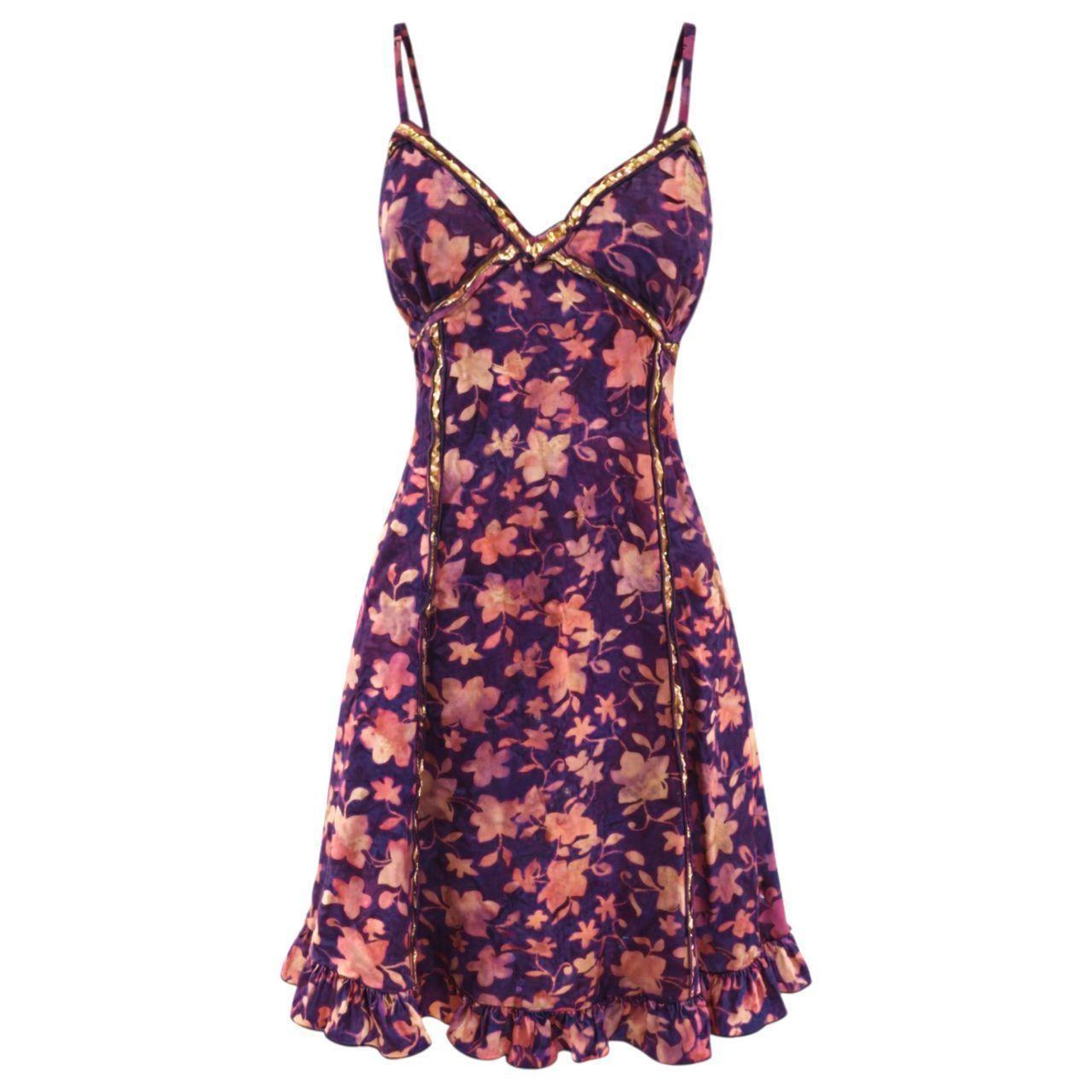Purple Floral Rayon Slip Dress
