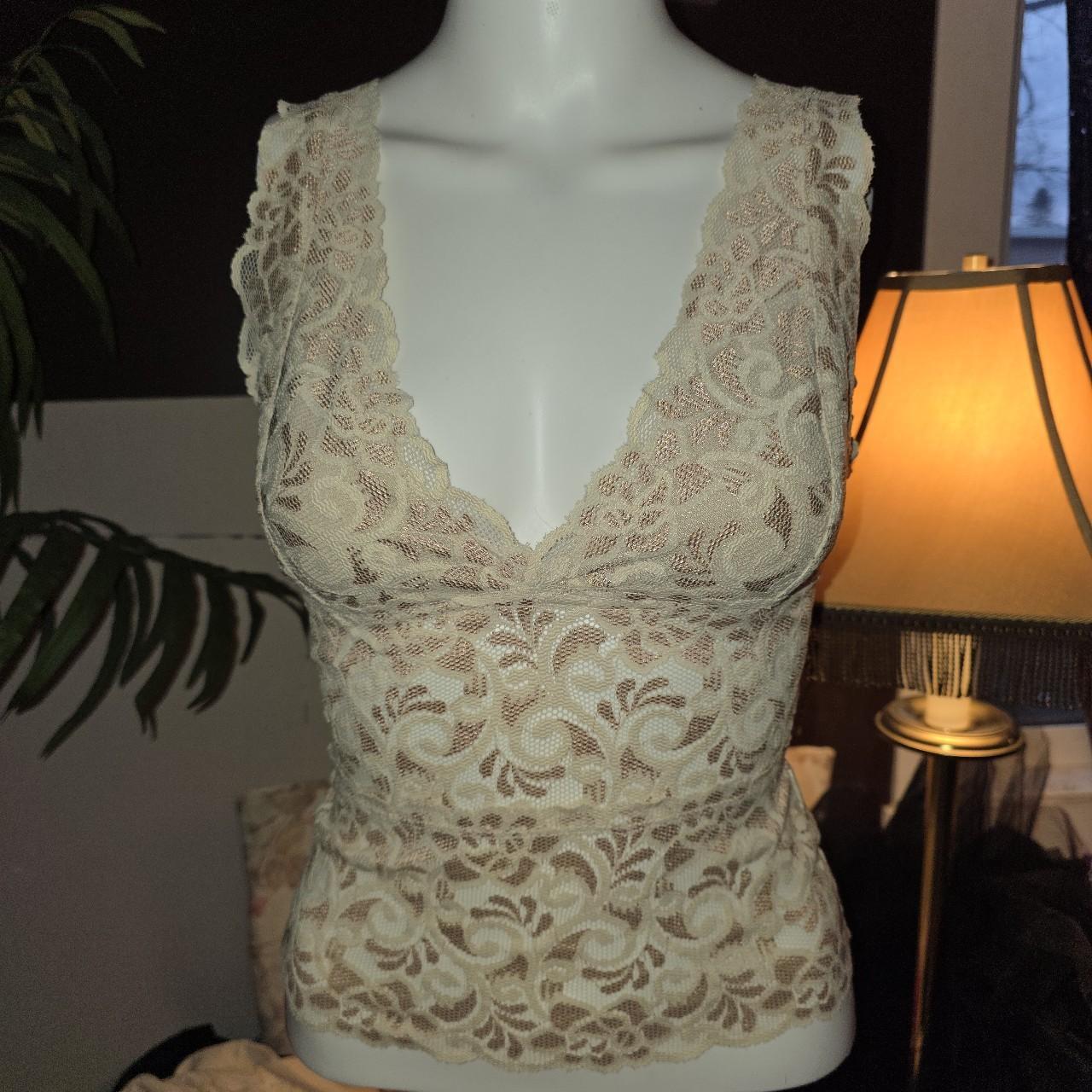Lace Cami Top Sheer Y2K Size XS S Cream Seduction