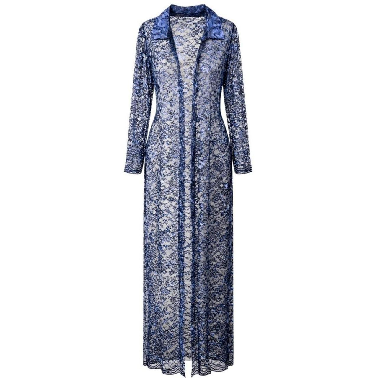 Lace Duster Cardigan OSFM Iridescent Blue Black Vintage