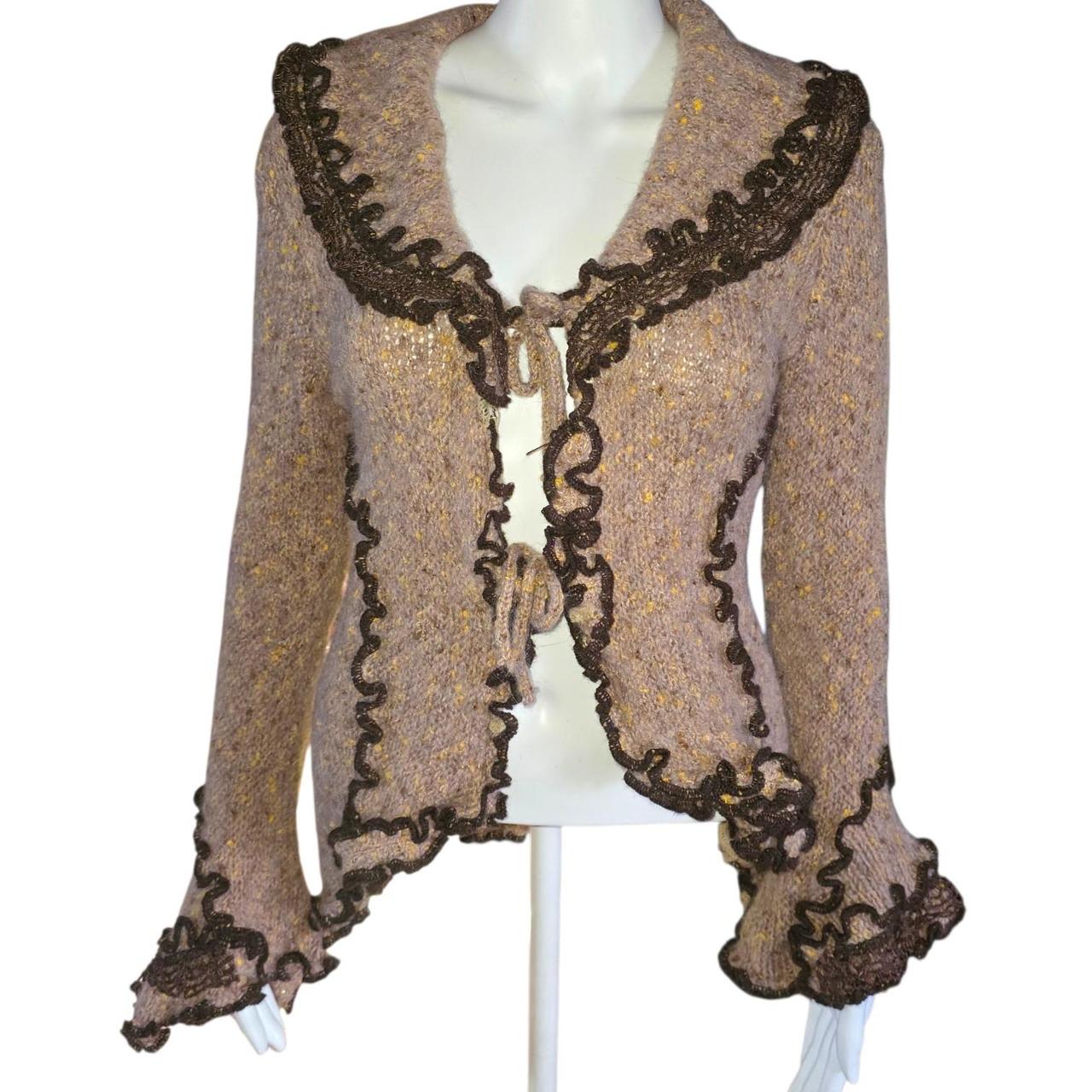 Lace Tie Front Sweater Cardigan Vintage Y2K Size S M | Made in Frpance