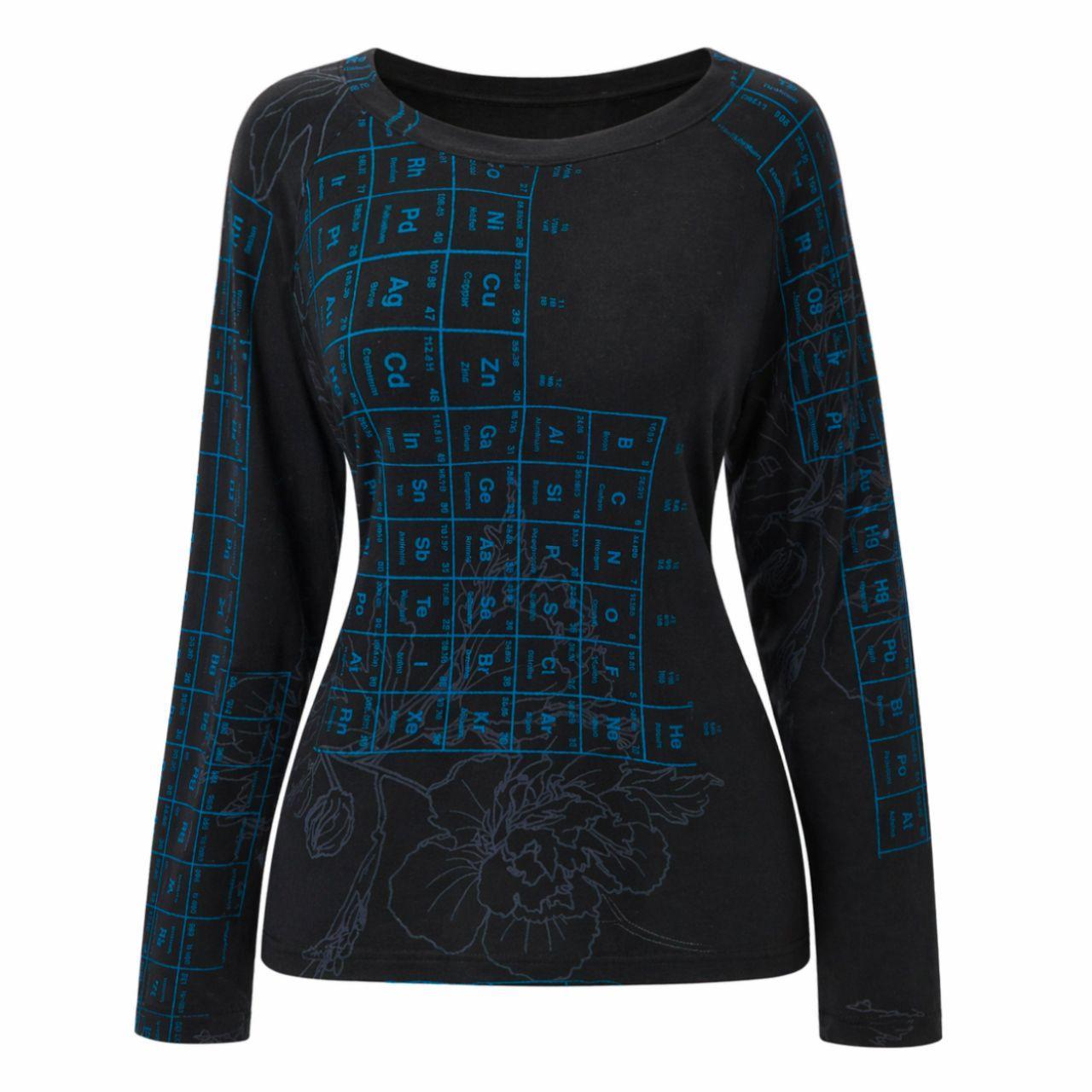 Smoking Lily Long Sleeve Top Size Medium Black Blue Graphic Handmade