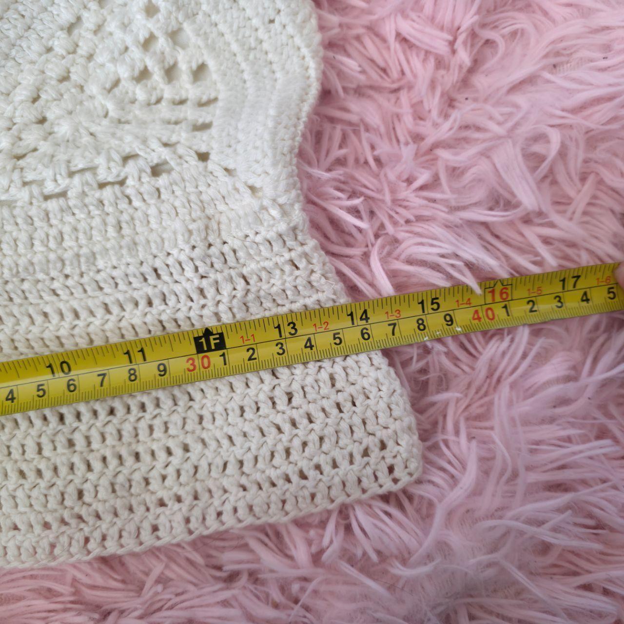 Crochet Hood Top Halter Medium Cream Open Knit Rehab