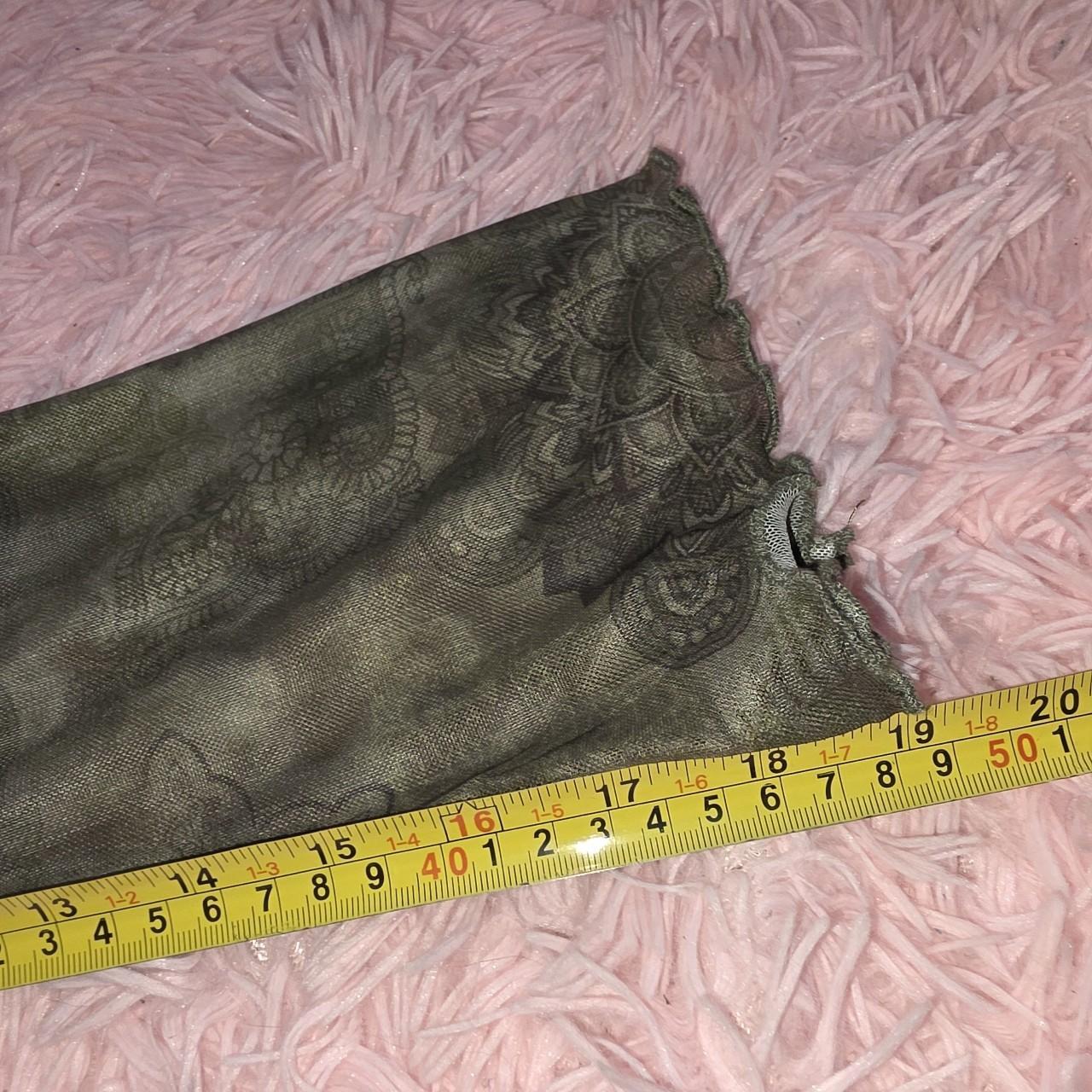 Y2K Top Off Shoulder Bell Sleeve Medium Olive Mesh