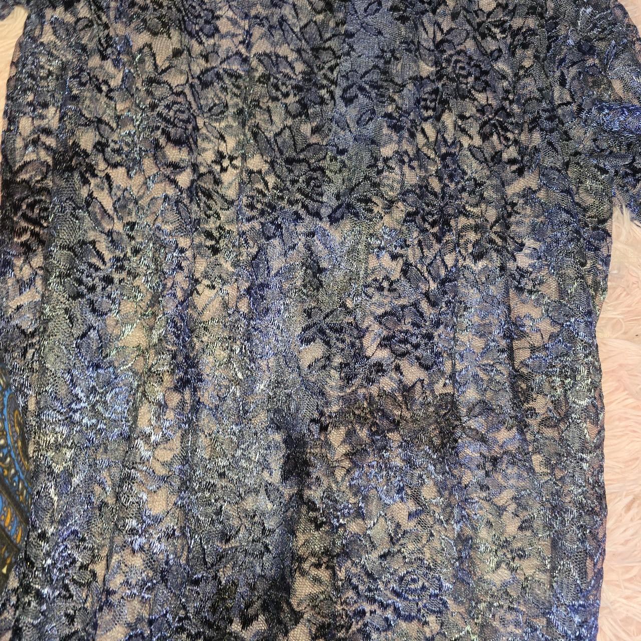 Lace Duster Cardigan OSFM Iridescent Blue Black Vintage