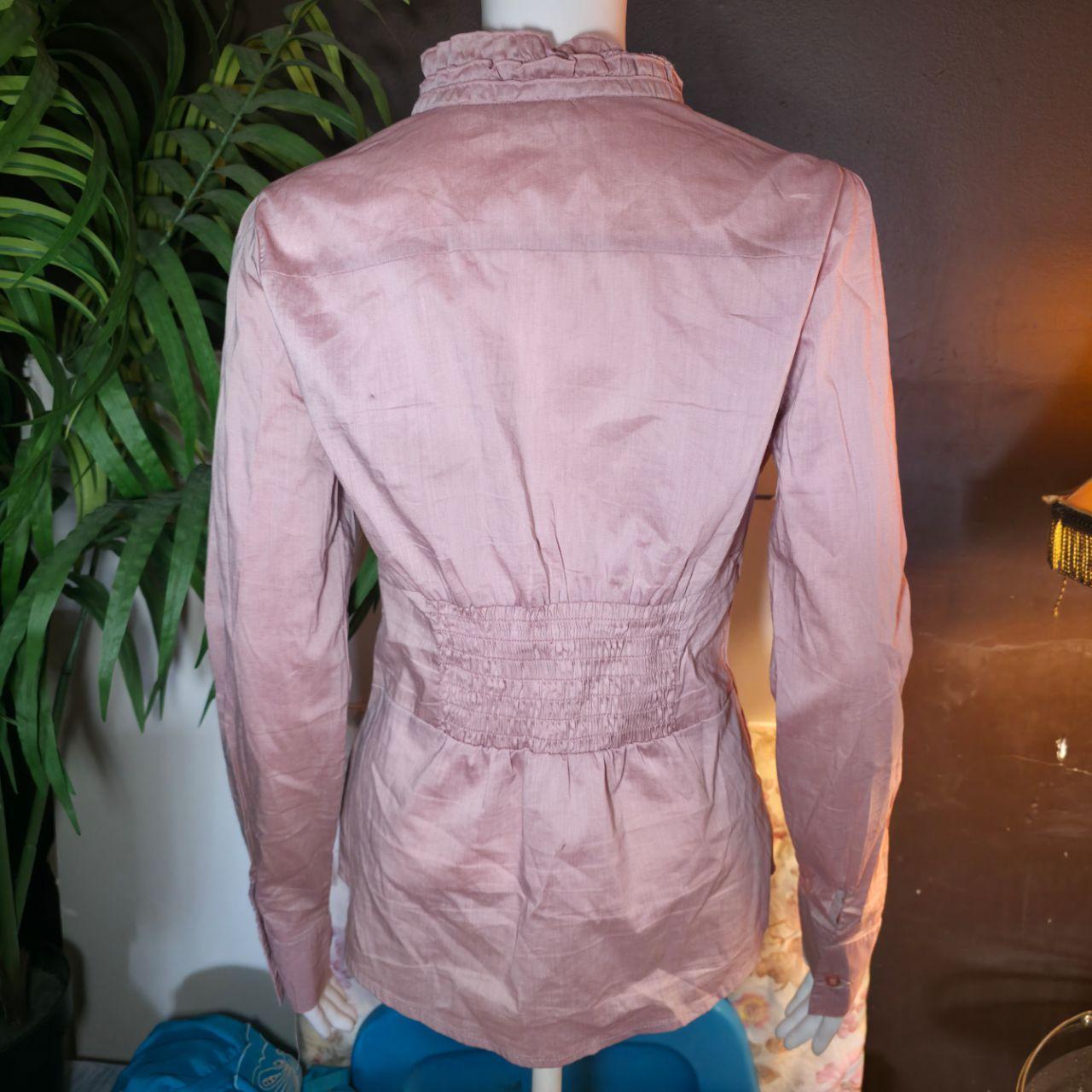 Ruffle Blouse Smocked Waist Medium Large Pink Vintage