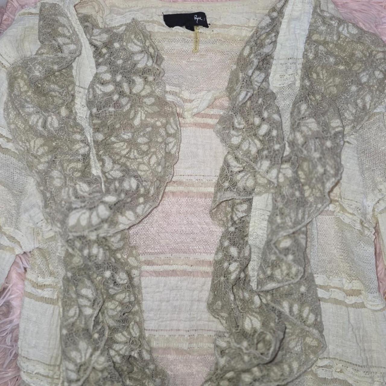 Ryu Lace Ruffle Cardigan Size Medium Cream Fairy Boho